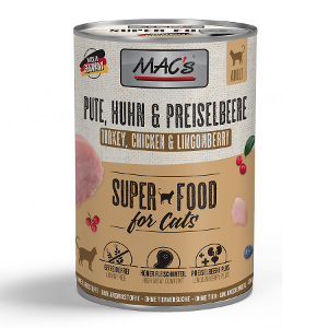 Mac's Katten Natvoer Blikjes 400g kalkoen, kip & cranberry